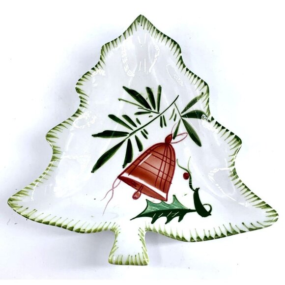 Unbranded Other - Italy Christmas Tree Shaped Candy Trinket Dish Hand Painted 7.5"